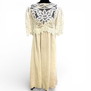 1980 Becky Bisoulis White Lace Gauze Midi Dress Victorian Inspired 1970s Vtg 6